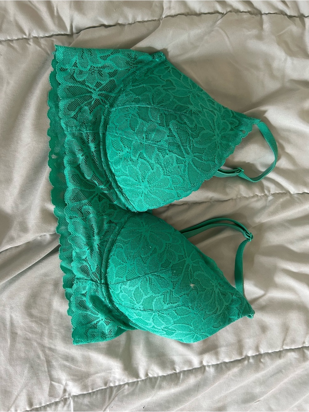 PINK Victoria's Secret Lace Bralette in Teal Green